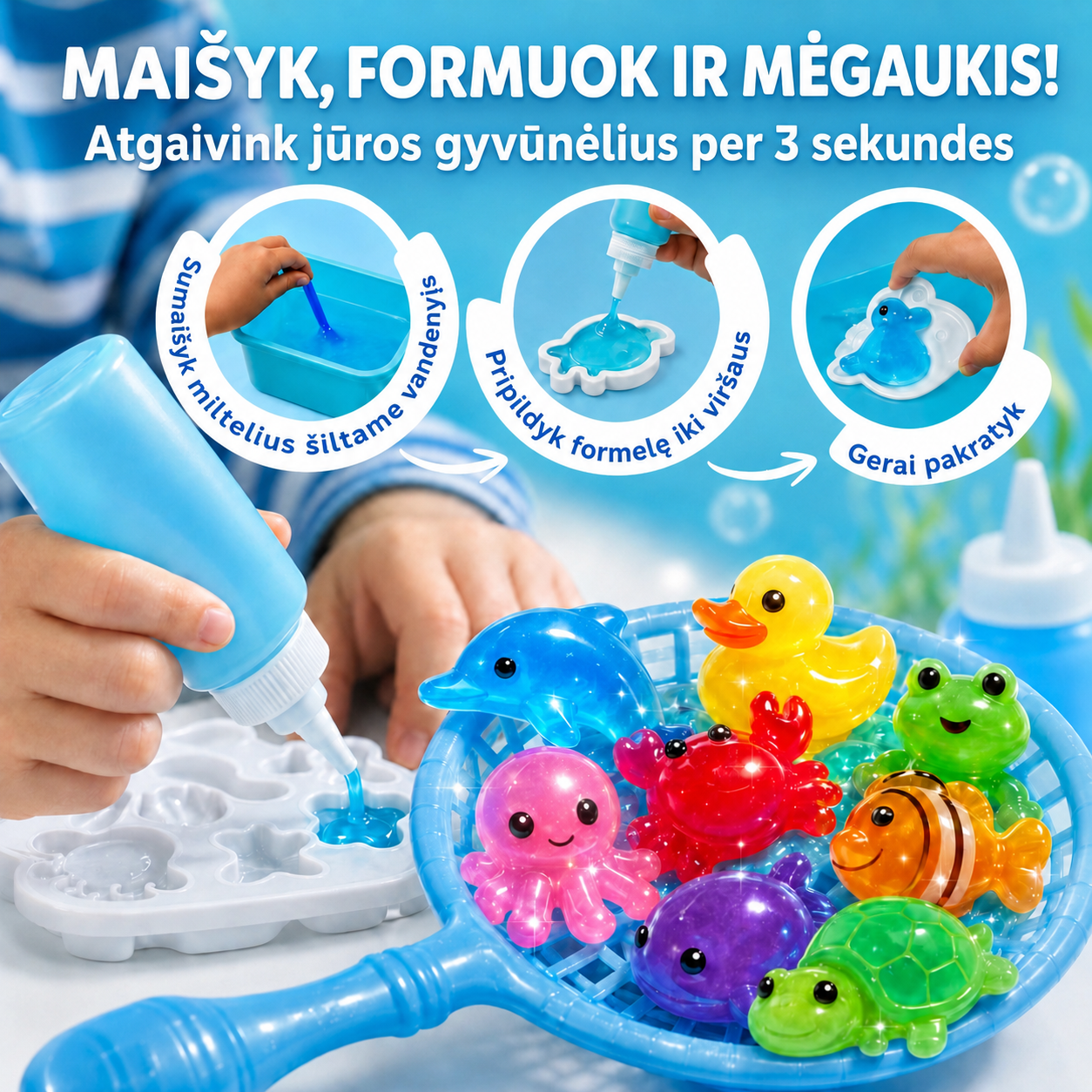 Magiški vandens gyvūnai – Jūros pasaulis (3+ metų vaikams)