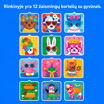Pom Pom rinkinys – kurkite pūkuotus 3D gyvūnėlius iš minkštų pomponų be jokios netvarkos! (5+ m.)