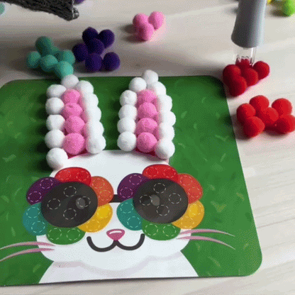 Pom Pom rinkinys – kurkite pūkuotus 3D gyvūnėlius iš minkštų pomponų be jokios netvarkos! (5+ m.)