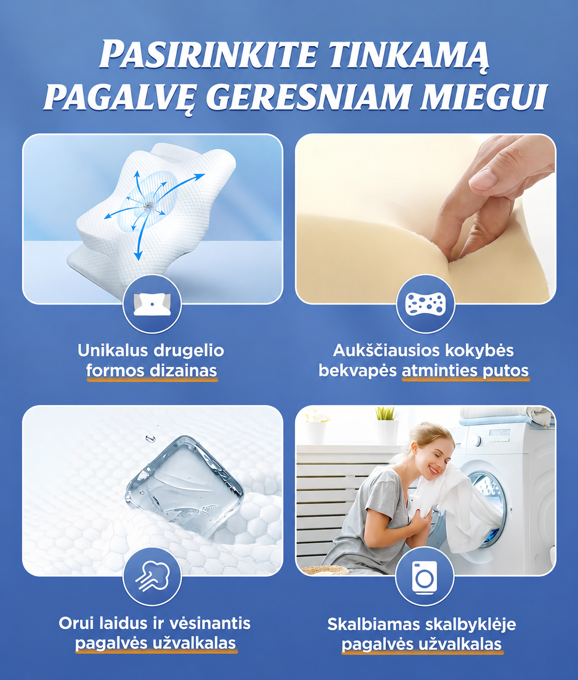 CozyRest® atminties putų kaklo pagalvė